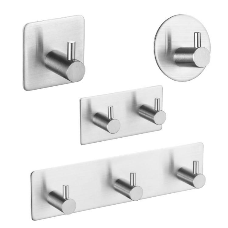 Self Adhesive Towel Robe Hook S Shape Hook Wall Mounted Stainless Steel Metal Towel Round Robe Hook