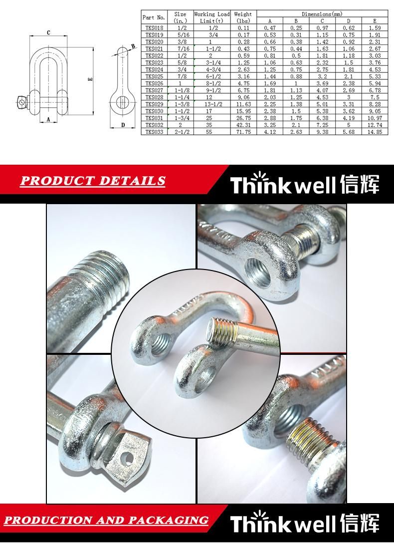 Heavy Duty Forged HDP Us Type G2150 Bolt Type Chain Shackle