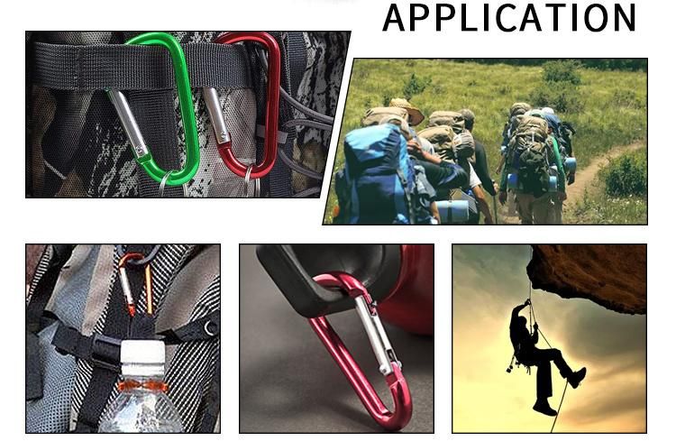 China Wholesale Custom Logo Small Lock Climbing Keychain Snap Hook Safety Heavy Duty Metal Spring Clip Hook Aluminum Carabiner