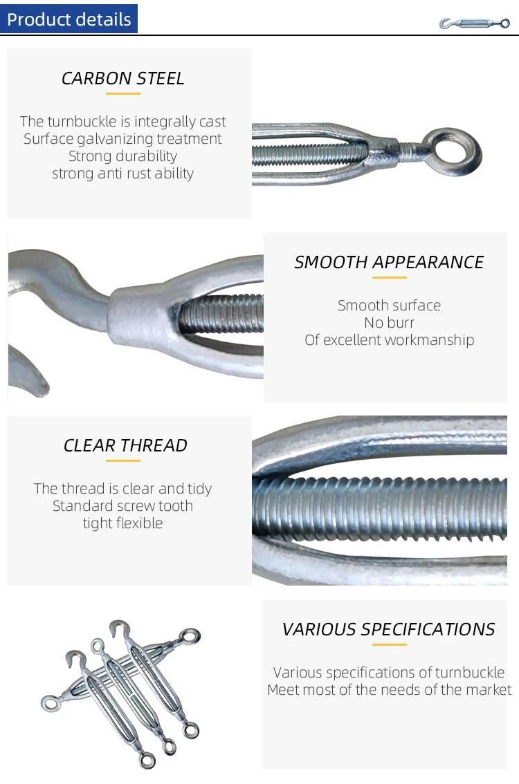 Zinc Plated Commercial Type Malleable Wire Rope Turnbuckle