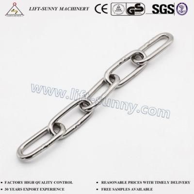 304/316 Stainless Steel Link Chain DIN763 Long Link Chain