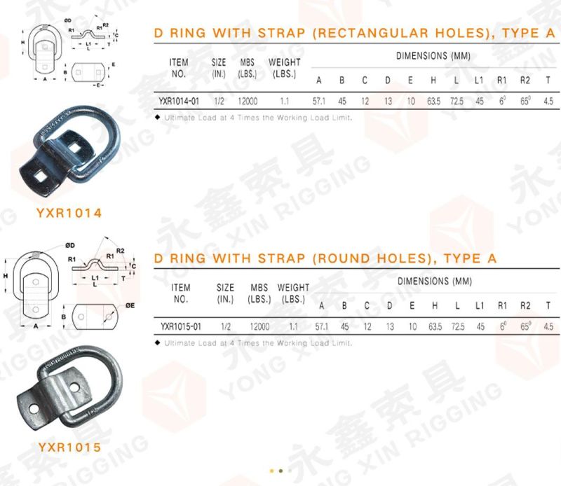 OEM with Strap Alloy Steel Lashing Forging Metal D Rings Hardware|Customized D Ring