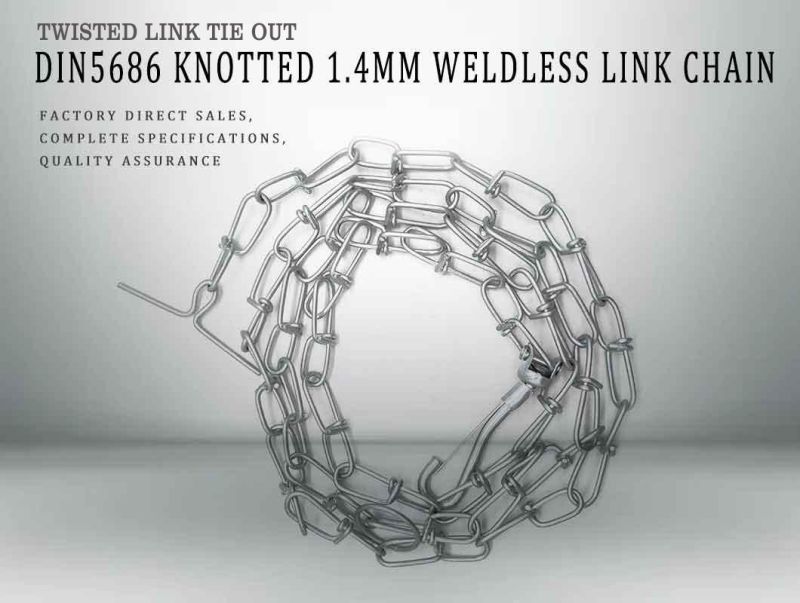 Ordinary Mild Steel Electro Galvanized Medium Twisted Tie out Link Chain with Welded