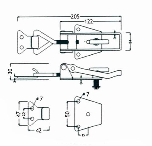 Truck Spring Adjustable Toggle Draw Latch with Hardware Handle Lock