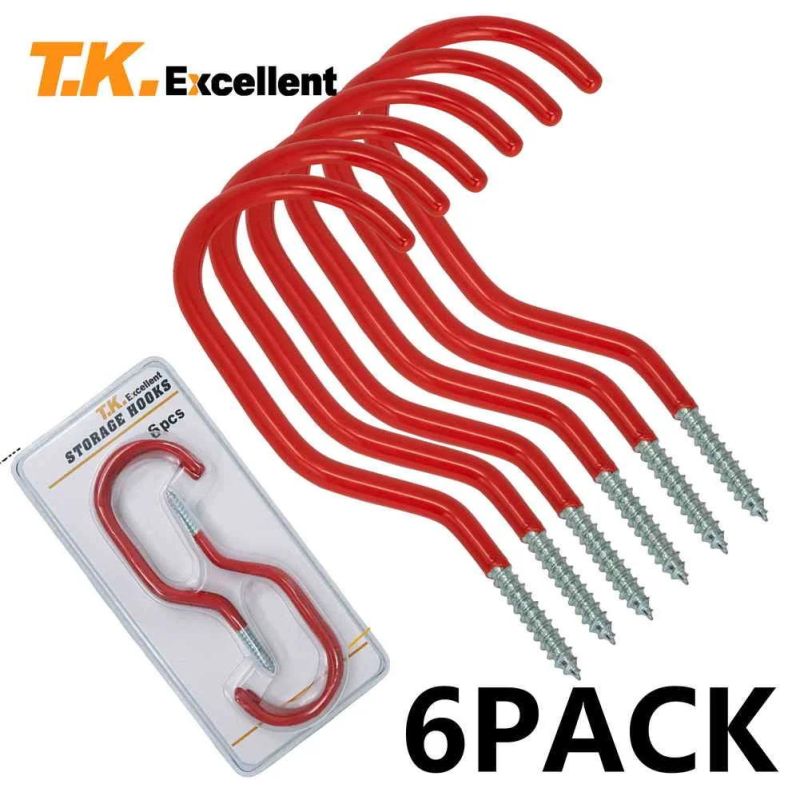 Red Ceiling Hooks 6 Pack Plant Hooks Vinyl Coated Screw-in Wall Hooks