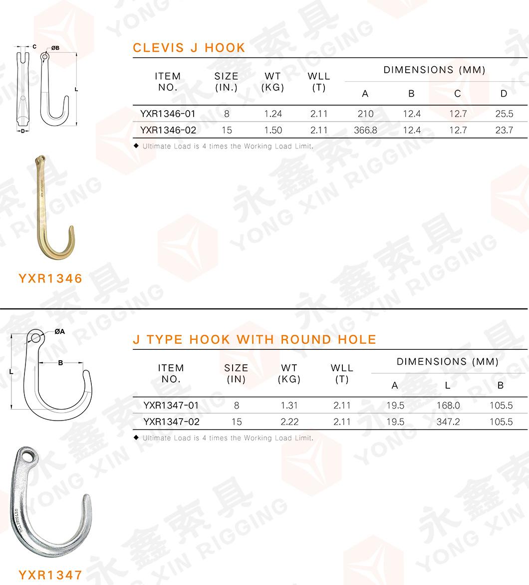 Yellow Zinc Plated J Hook with Ellipse Hole