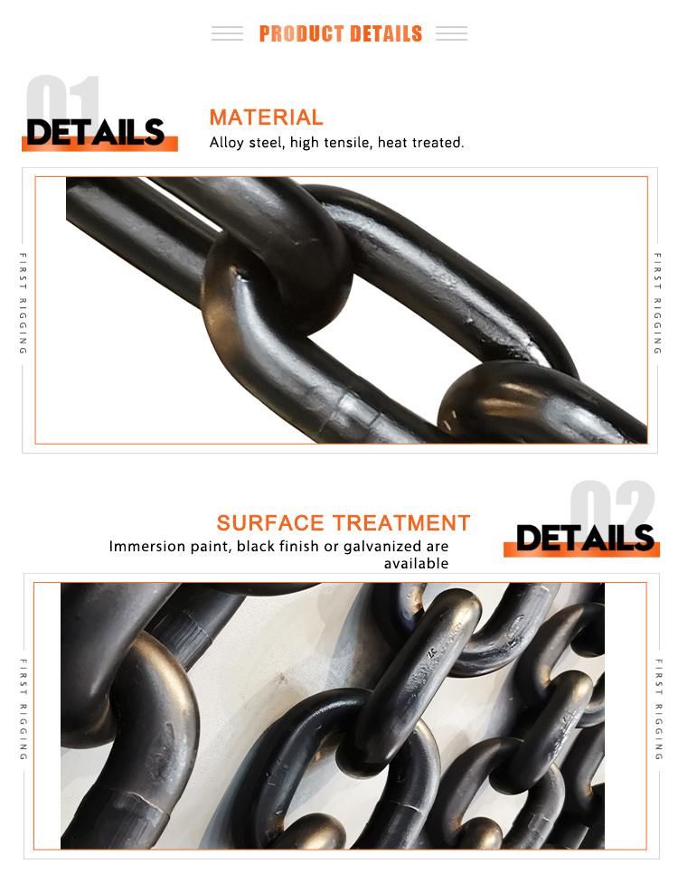 Black Painting High Quality/Strength G80/G100 Lifting/Welded/Alloy Steel Traction Chains/Mining Chain for Coal Mining Free Sample