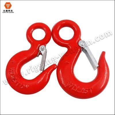 Yongxin Big Eye Stainless Steel American Hook Lifting Cargo Hook Eye Hoist Hook with Latch