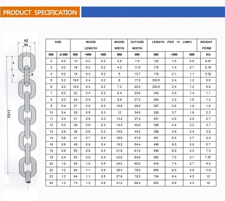 High Quality Stainless Steel Link Chain with Ce Certification (DIN5685, DIN763, DIN766, DIN764)