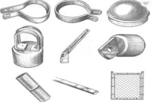 Metal Chain Link Fence Fittings 2-3/8&quot; Corner Post Kit Galvanized Finish Easy Install
