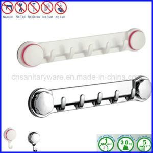 Bathroom Sanitary Ware Chromed Plated Towel Hanger with Multiple ABS Hooks