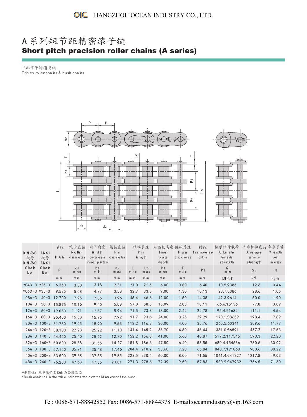 Stainless Steel Short Pitch Conveyor Chain with Extended Pin Short Pitch Precision Roller Chain (A series) Transmission Parts