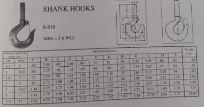 S319 Shank Hook Swivel Hook