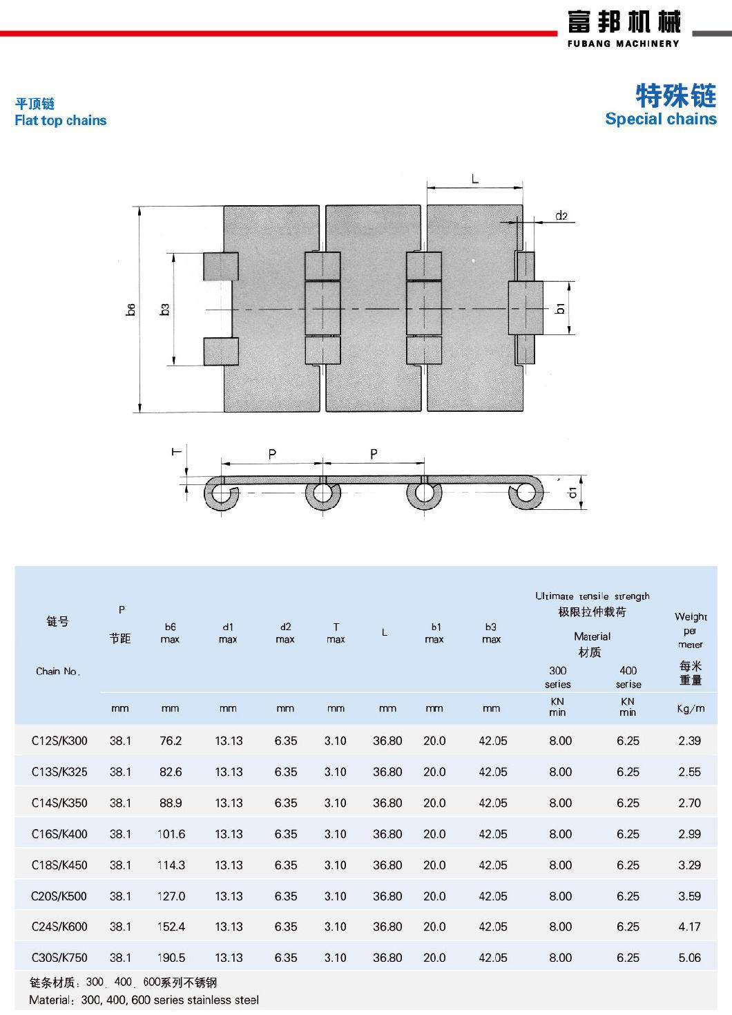 Plastic Flat Top Conveyor Chain (TS550SS-P, TS635SS-P, TS762SS-P, TS826SS-P)