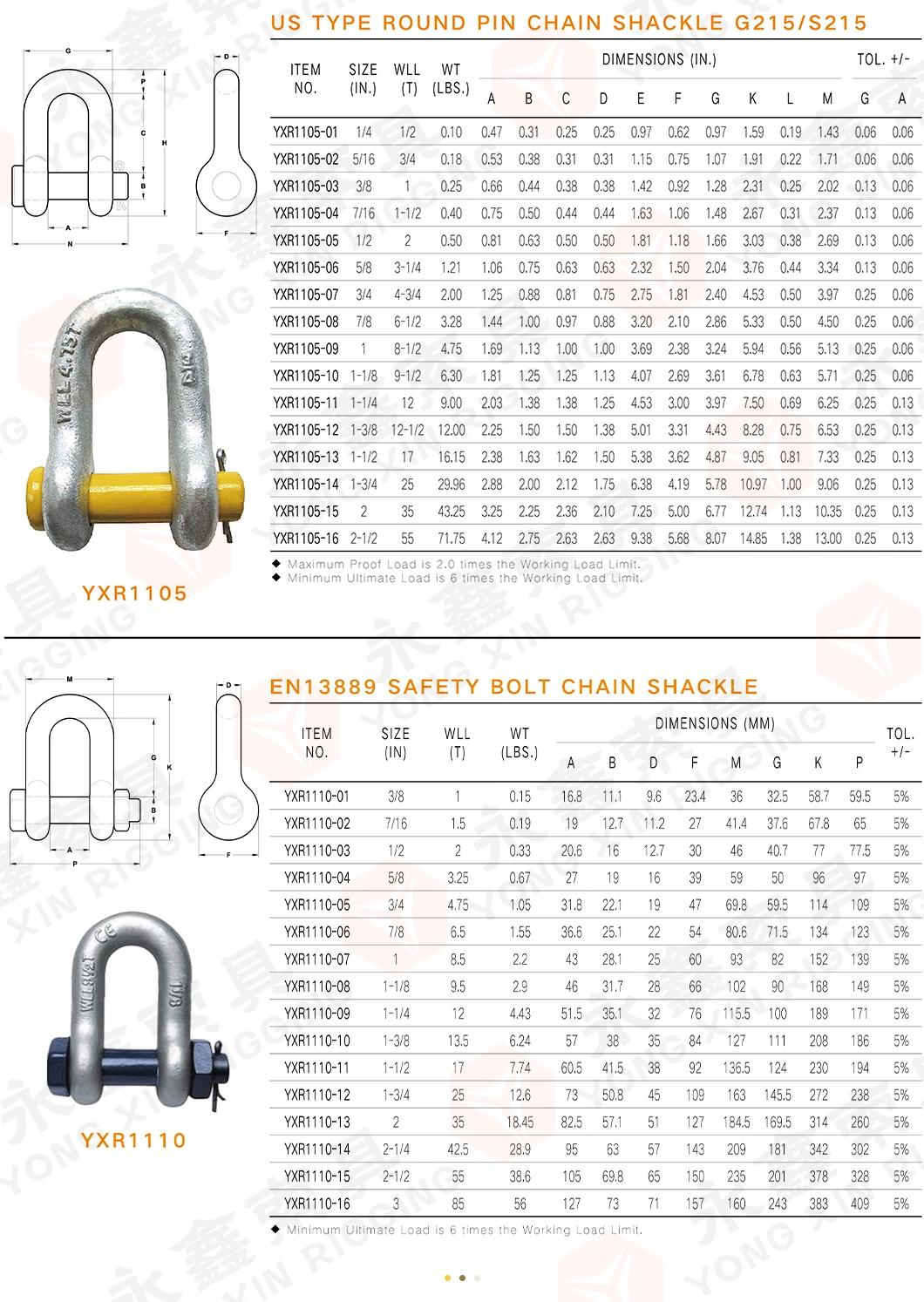 Custom Galvanized Bolt G2150 D Shackle for Rigging Hardware