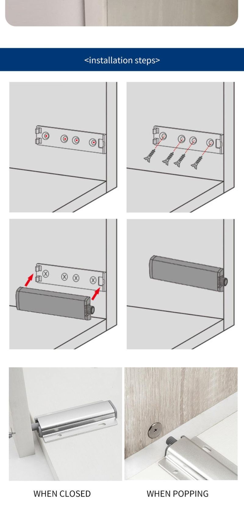Furniture Fittings Cabinet Cupboard Open System Cabinet Buffer Damper