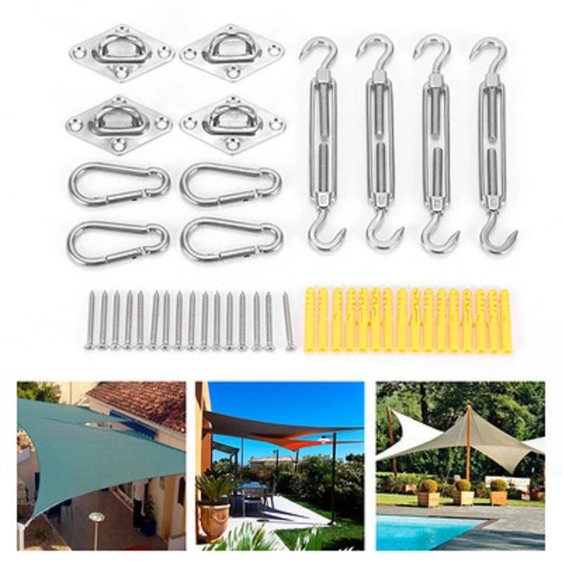 Sunshade Hardware Kit for Rectangular and Square Shade Sails Turnbuckles, Pad Eye, Carabineers, Screws, Expansion Anchor Bolts Wyz14548