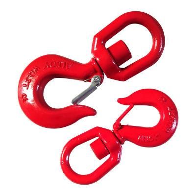 High Tensile Red G80 Eye Forged Crane Rigging Alloy Steel G80 Swivel Selflock Hook for Lifting