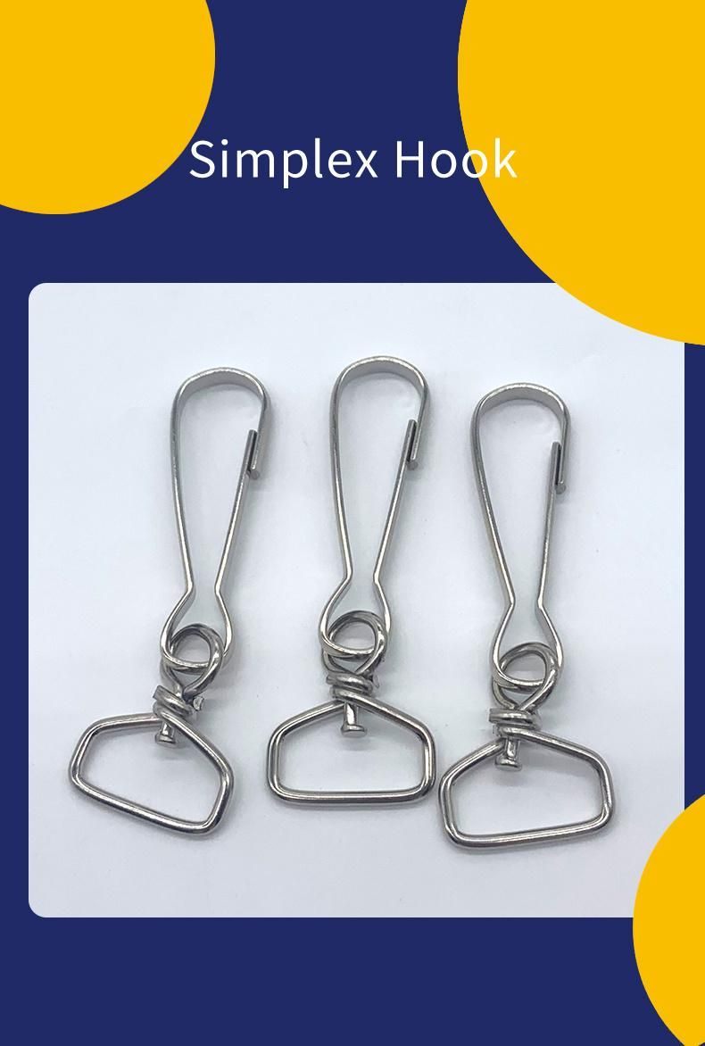 Wholesale Iron Silver Color Lanyard Metal Clip Simplex Hook