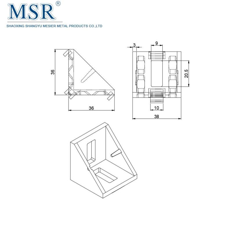 China Supplier 40e-8/10 Casting Bracket Aluminum Bracket Metal Right Angle Corner Bracket Without Nylon Cap