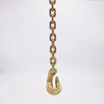 G80 Yellow Galvanized Truck Trailer Chain with Eye Bent Hooks