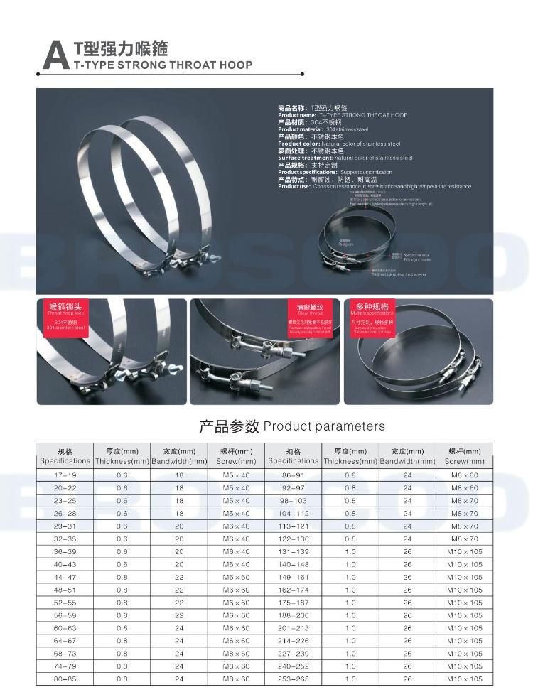 German Style 304 Stainless Steel 9mm Width Hose Clamp