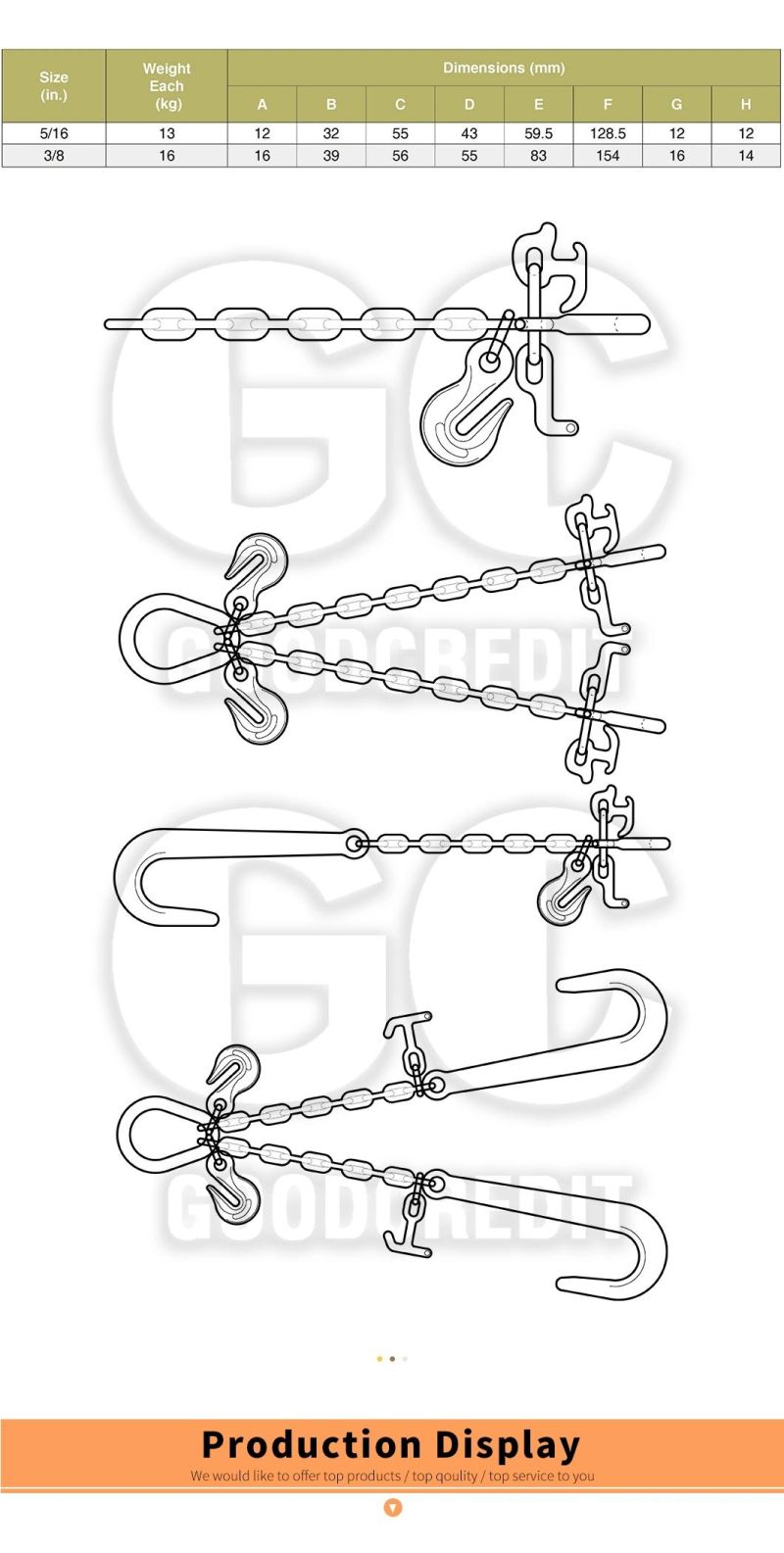 G70 Alloy Steel Transport Binder Chain with Clevis Slip Hook