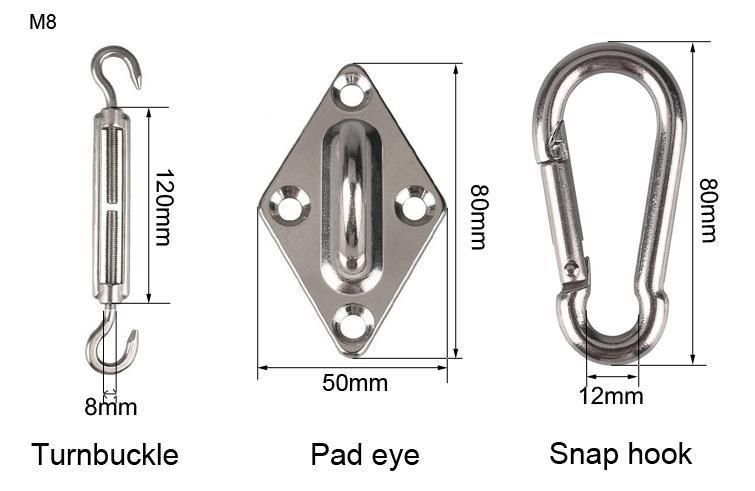 Fixing Accessory Stainless Steel Rigging Hardware Quich Link Sun Shade Sail Mount Handrail Kit Sunshade Stainless Steel Swivel Eye Yoga Swing Snap Hook