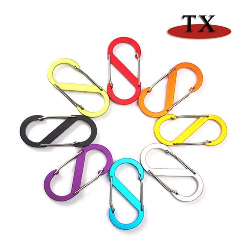 Good Quality Colorful Flat D Shape Aluminum Climbing Button Hook Carabiner for Promotional Gifts