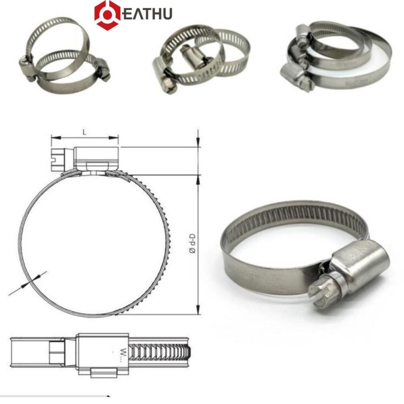 Carbon Steel/Stainless Steel Germany Type Worm Drive Hose Clamp with DIN 3017