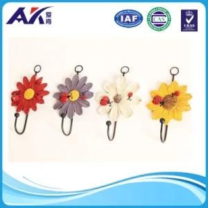 Haimi Resin and Cast Iron Branch Wall Hook Flowers Wall Mounted Decorative Hanger with 4 Coat Hooks for Coats Purses Hats Clothes Towels