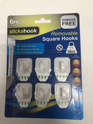 6 Small Square Plastic Hokks for Daily Use