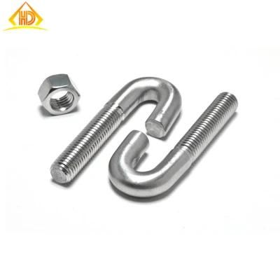 M3 M4 M6 M8 M10 M12 Stainless Steel 304 316 U Type Bedning L I Eye Hook Bolta2 A4 Carbon Steel Zinc Plated J Bolt