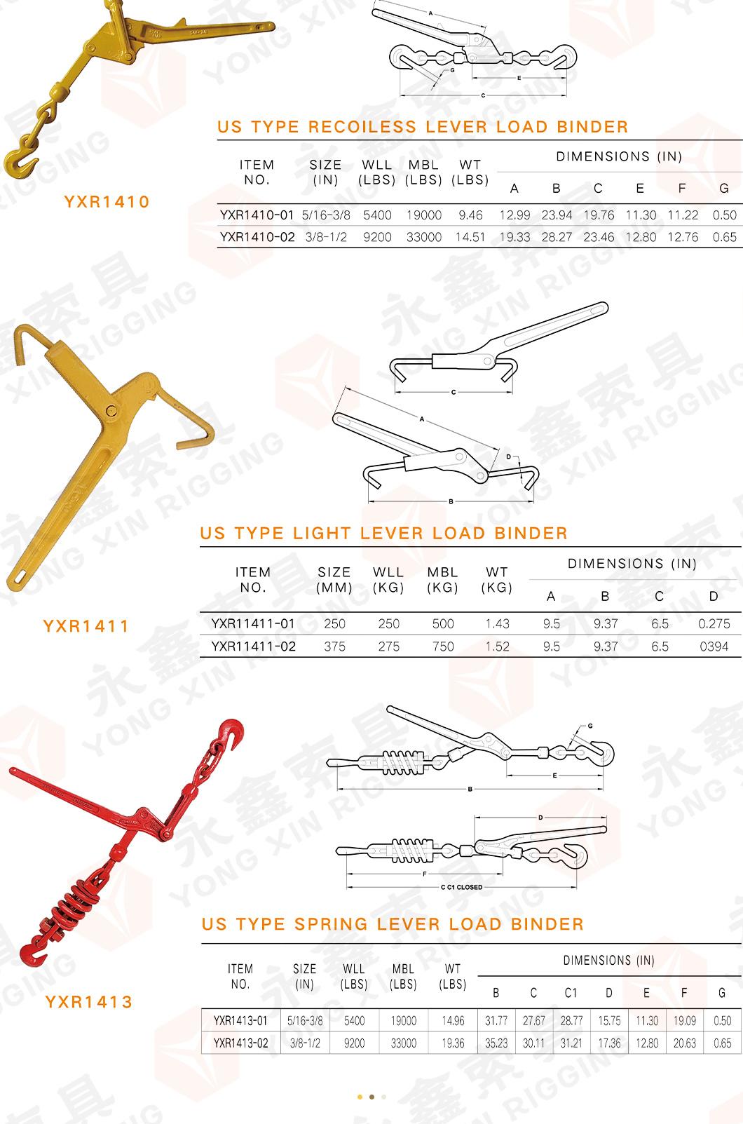 Rigging Hardware Forged Folding Carbon Steel Ratchet Load Binder with Two Clevis Grab Hook G70