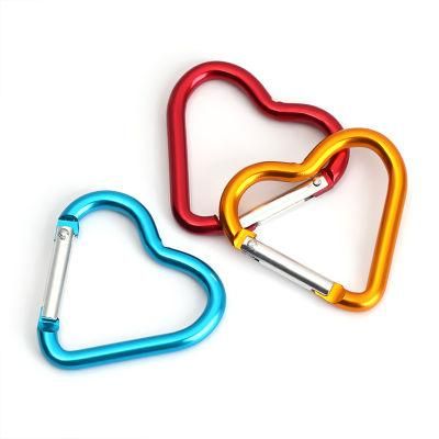 Heart Shaped Aluminum Alloy Keychain Clip Carabiner Snaphook Hook Holder Aluminum Heart Carabiner Hook Clip Key Holder