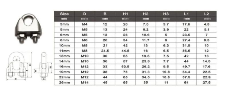 Stainless Steel 304/316 DIN741 Wire Rope Clips