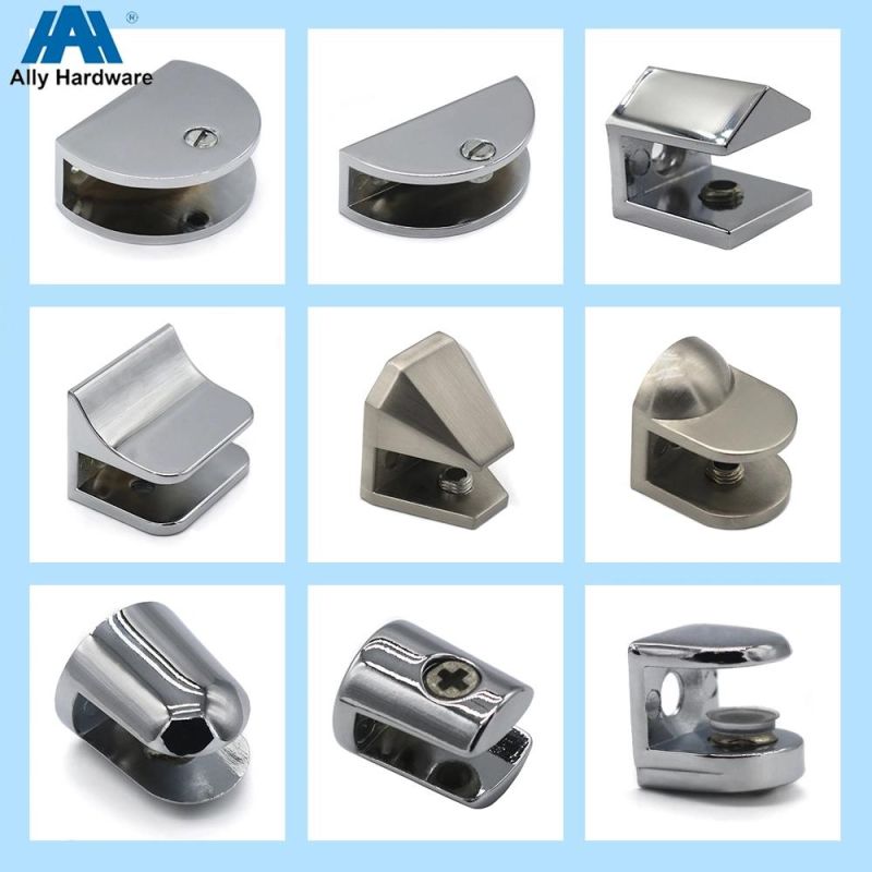 Glass Shelf Holder Round Shape Zinc Alloy Glass Shelf Clips