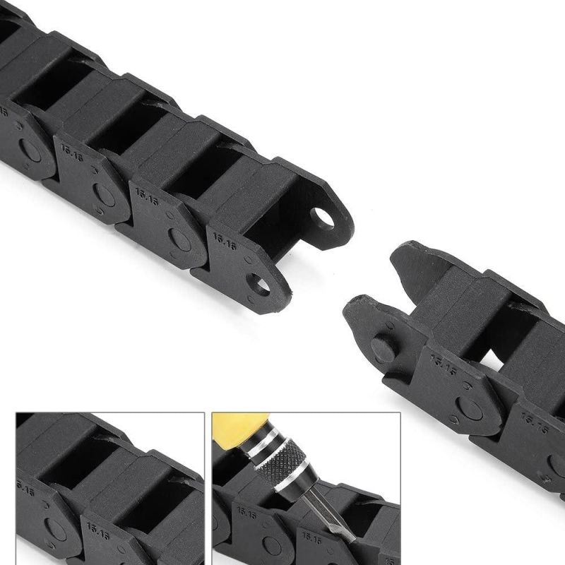 Olearn 15mm X 15mm Black Plastic Cable Wire Carrier Drag Chain 1m Length for CNC