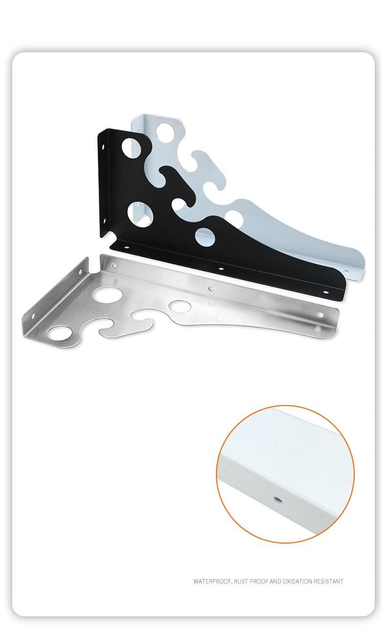 Home Hotel Fixed Wall Iron Triangle Stainless Steel Shelf Bracket with Hook Design