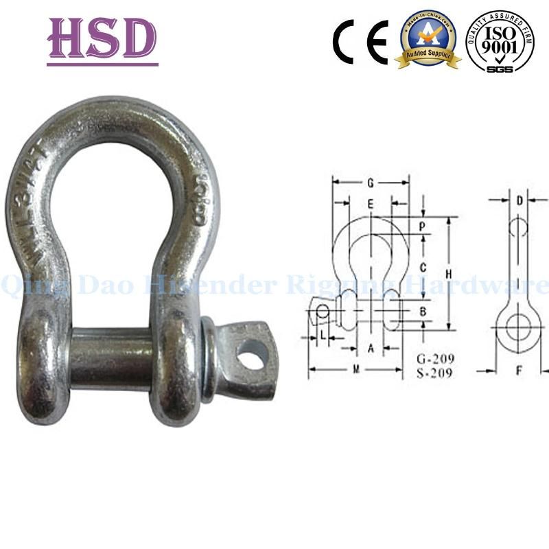 European Bow Type Shackle, E. Galvanized, Good Quality