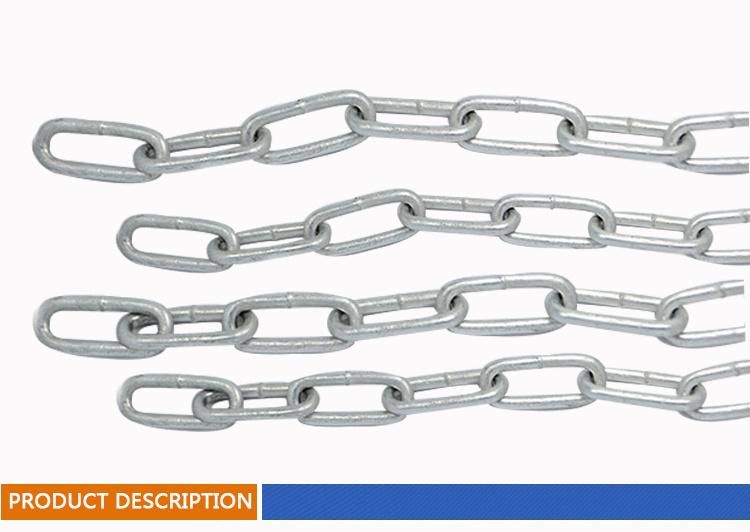 Hardware Ordinary DIN763 DIN5685c Long Round Link Chain G30 Deburring Welded Galvanized Chain