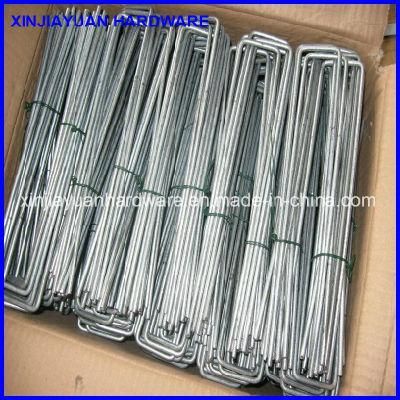 6&prime;&prime;x1&prime;&prime;x6&prime;&prime; Black / Galvanized Square Top U Type Weed Mat Pin