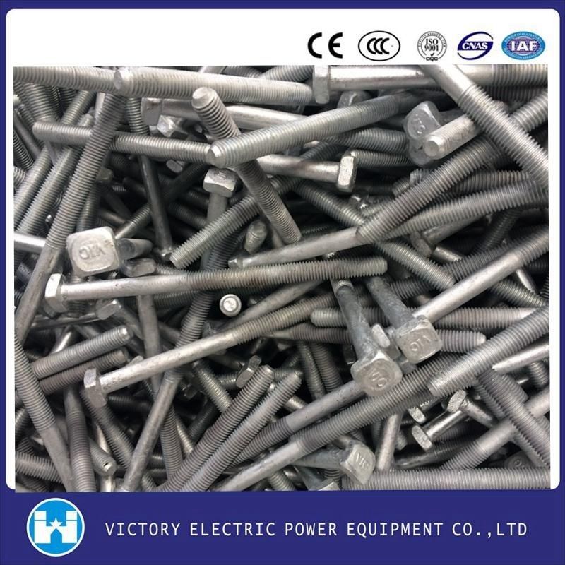 Pole Line Hardware Fittings Galvanzied Square Head Machine Bolt