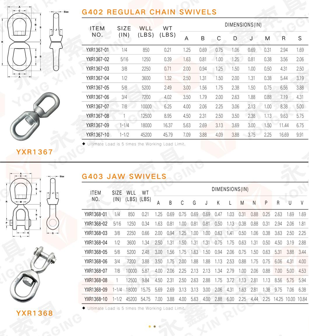 Us Type Drop Forged G402 Regular Swivel for Lifting