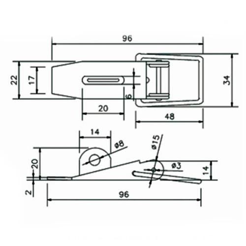 Marine Hardware Zinc-Plated Strong Toggle Latch