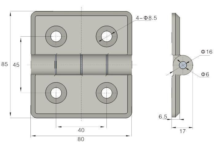 Zinc Alloy Hinge with Holes Pin Carbon Steel for Door or Industrial Cabinet Cl80-2