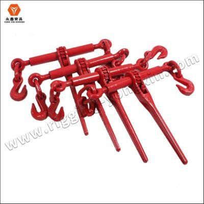Us Type G80 Red Painted Carbon Steel Drop Forged Standard L140 Type Spring Folding Handle Ratchet Type Chain Load Binder
