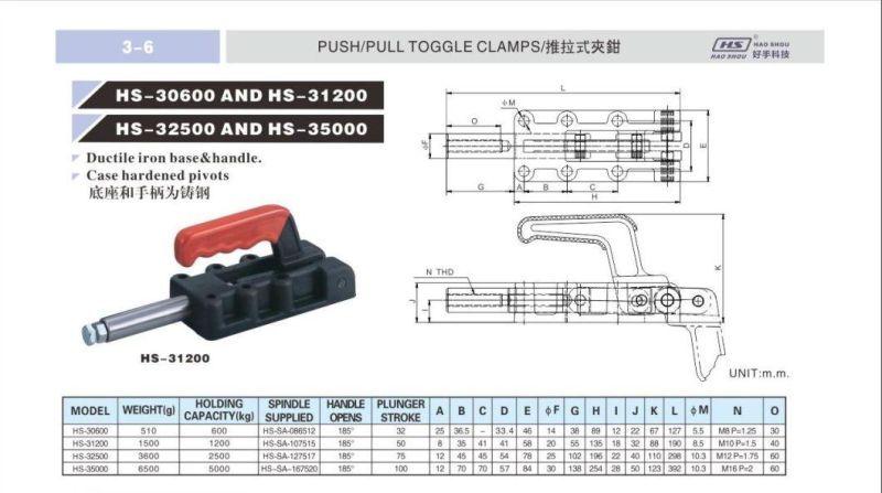 HS-30600 Galvanized Quick Toggle Clamp Weldable Clamp Push Pull Toggle Clamp