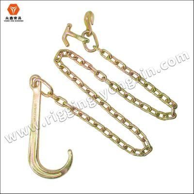 Grade 70 Galvanized G70 Binding Heavy Duty Towing Transport Tie Down Lashing Binder Welded Tow Chain with Forged Grab J Hooks