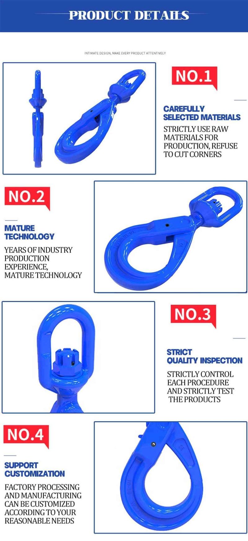 Alloy Steel G100 Swivel Safety Hook with Grip Latch